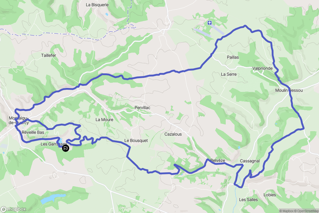 Montaigu-de-Quercy : carte du parcours de randonnée - France