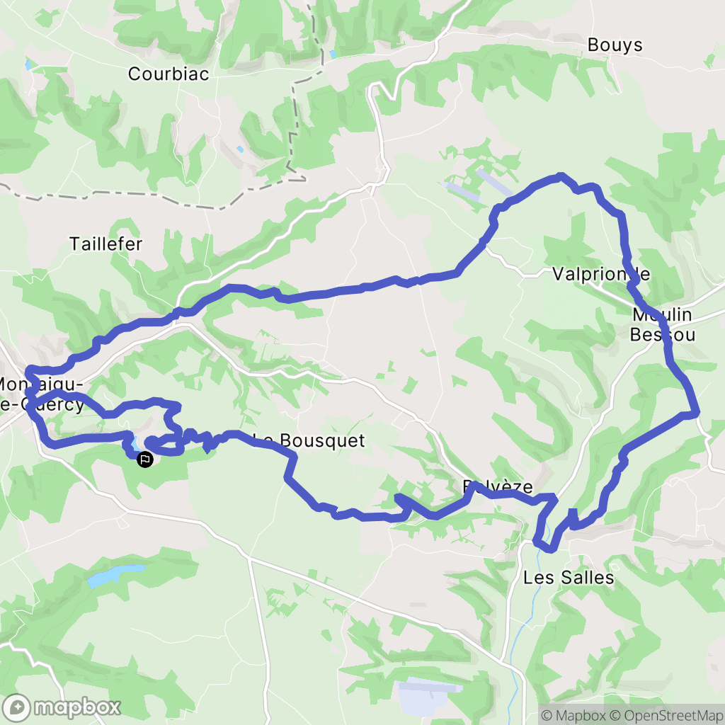 Montaigu-de-Quercy : carte du parcours de randonnée - France