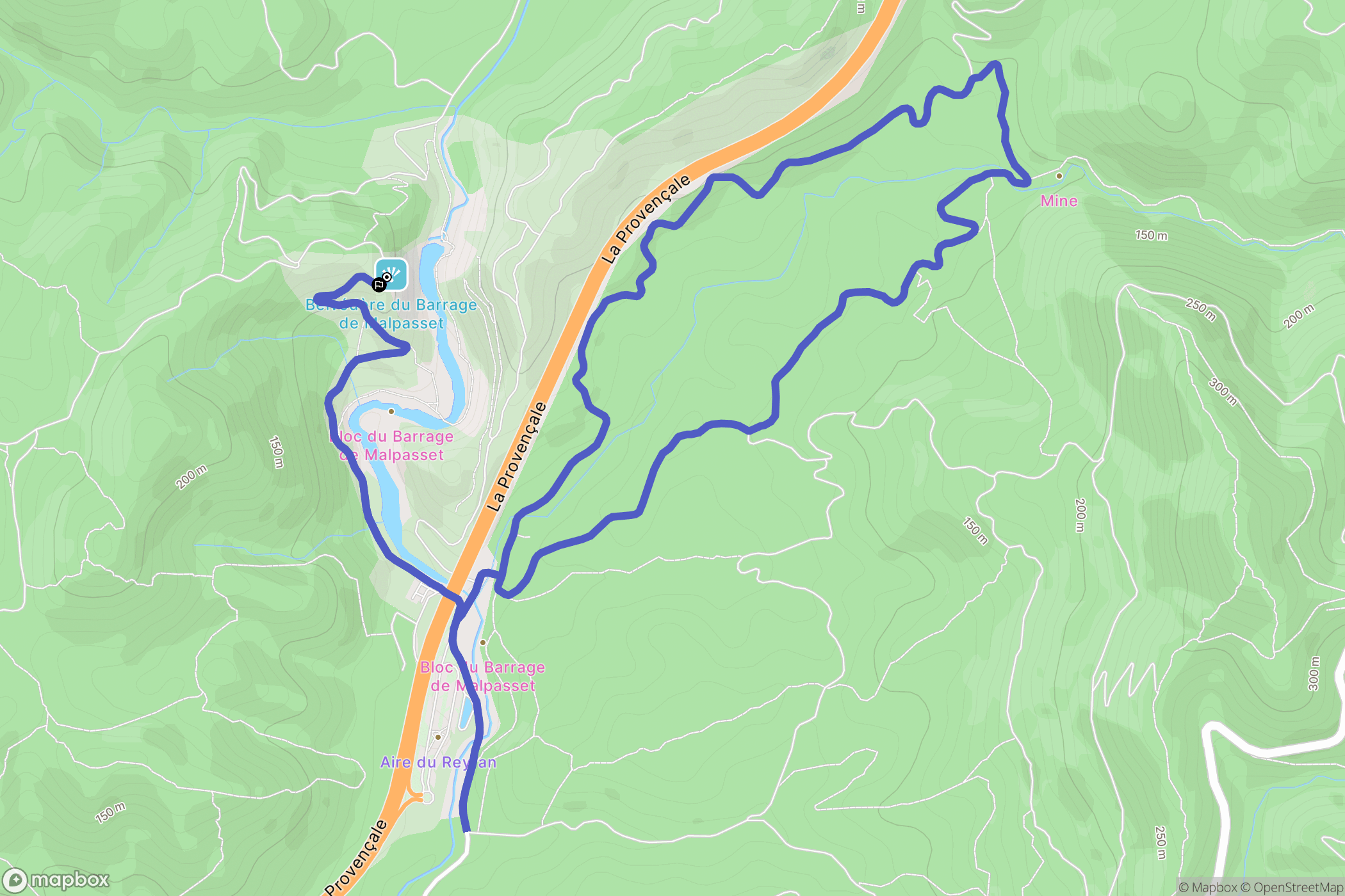 Fréjus : carte du parcours de randonnée - France