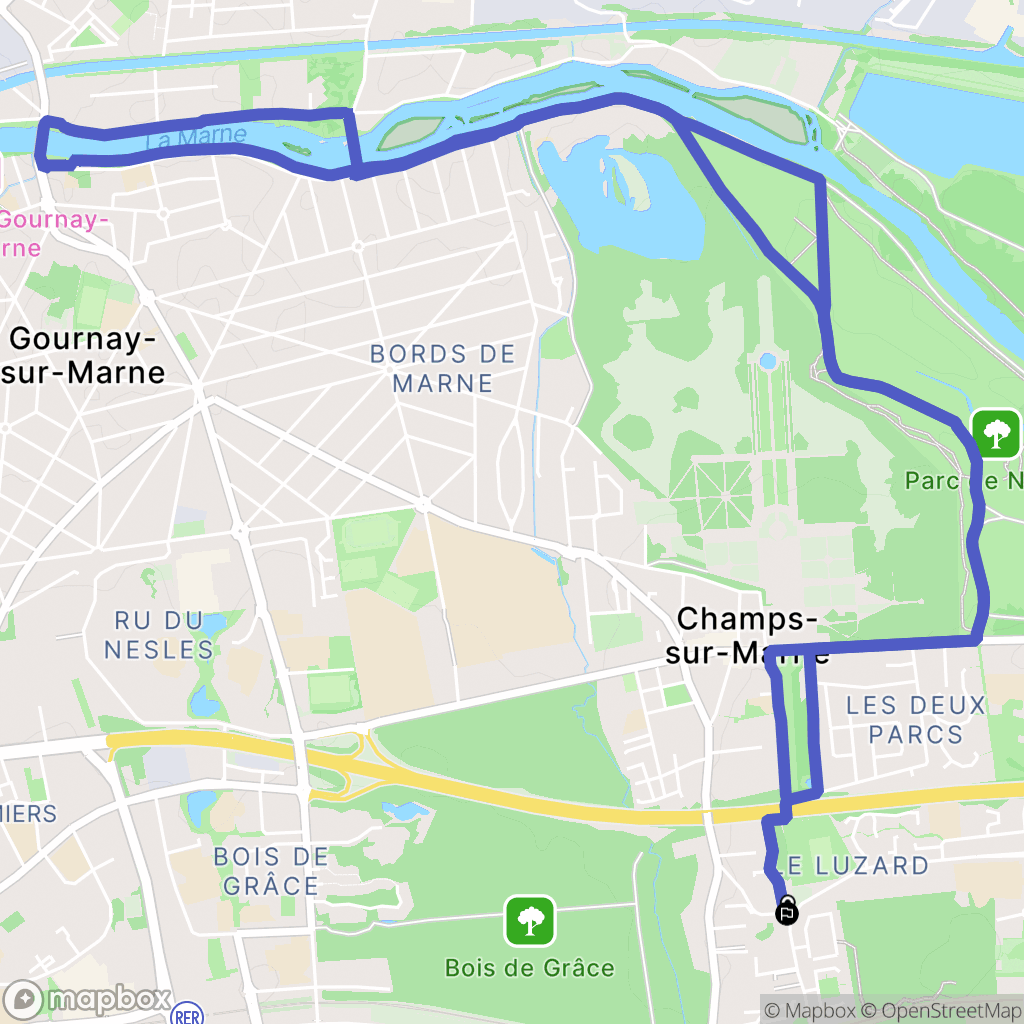 Champs-sur-Marne : carte du parcours de randonnée - France