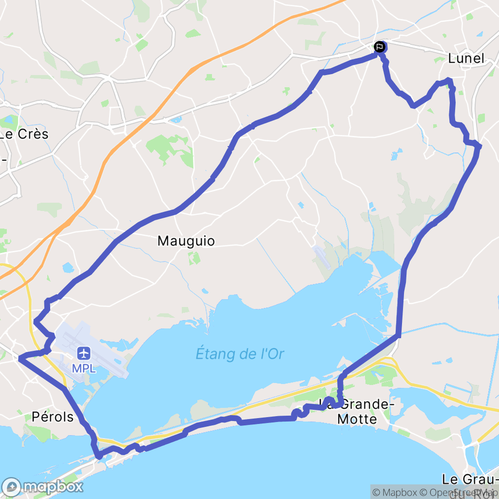 Lunel-Viel : carte du parcours de randonnée - France