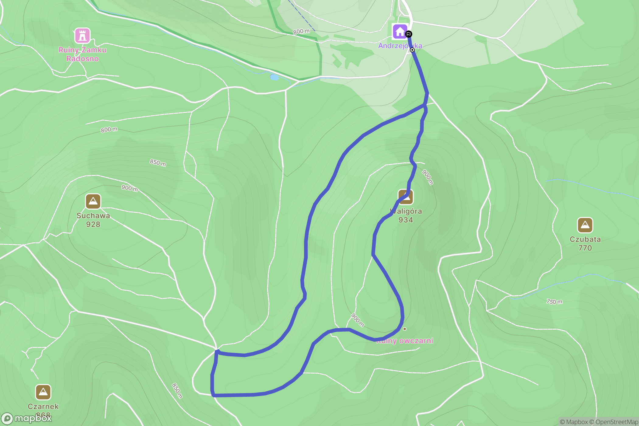 Rybnica Leśna: mapa trasy - Poland