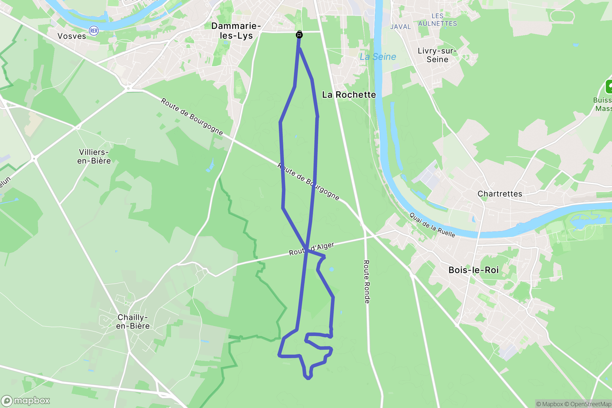 Dammarie-les-Lys : carte du parcours de randonnée - France