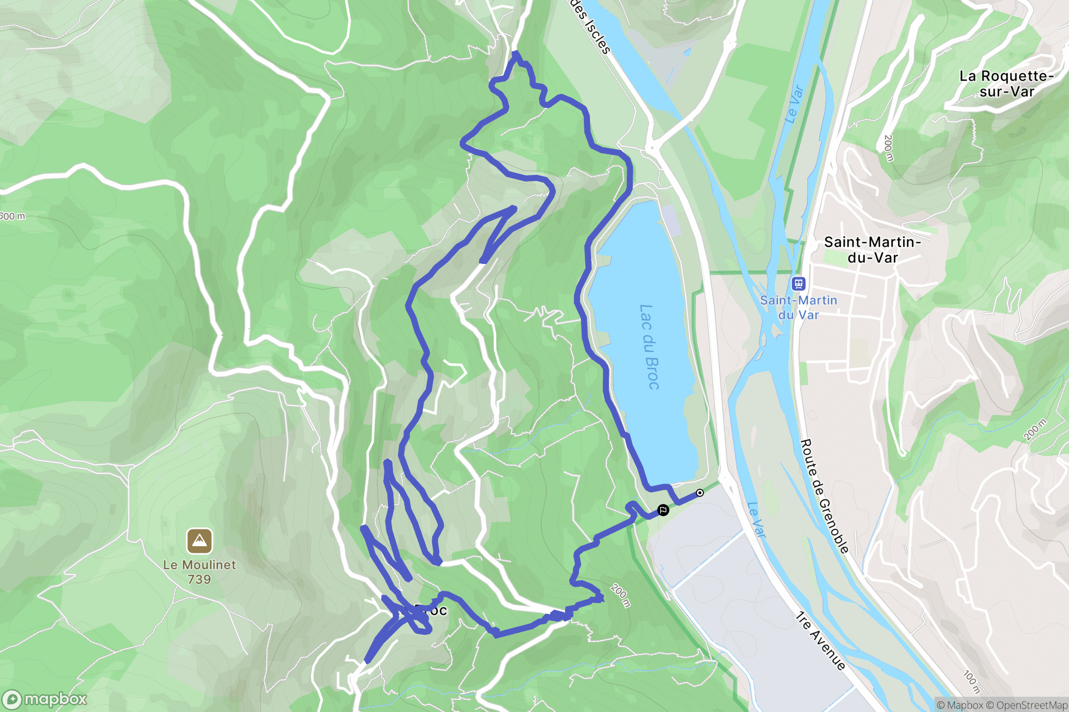 Le Broc : carte du parcours de randonnée - France