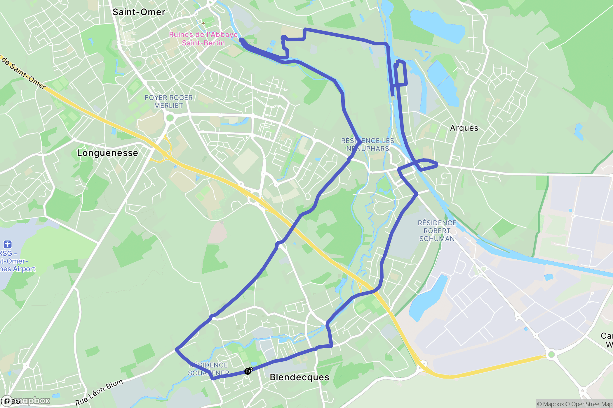 Blendecques : carte du parcours de randonnée - France