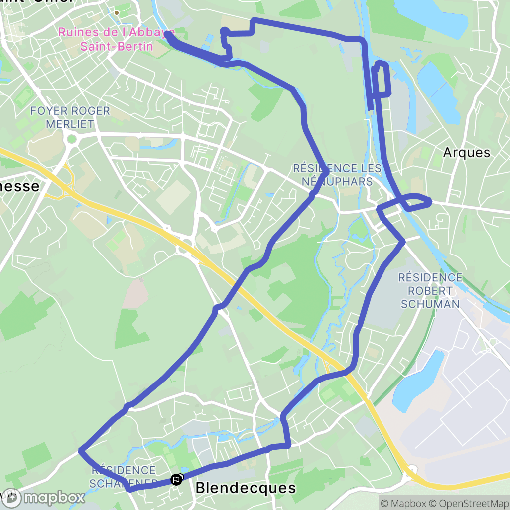 Blendecques : carte du parcours de randonnée - France