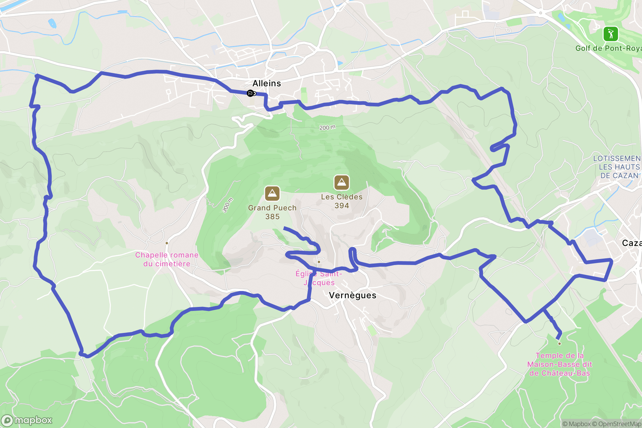 Alleins : carte du parcours de randonnée - France