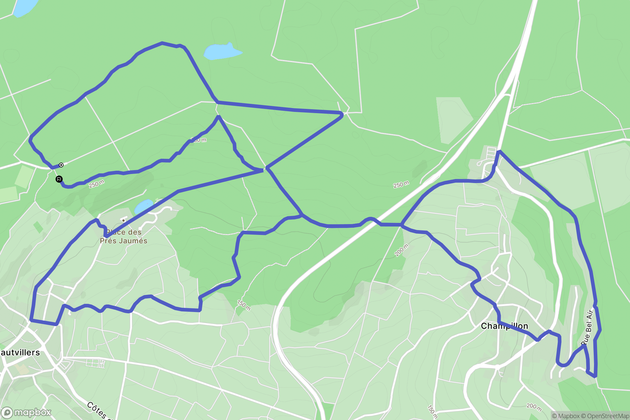 Hautvillers : carte du parcours de randonnée - France