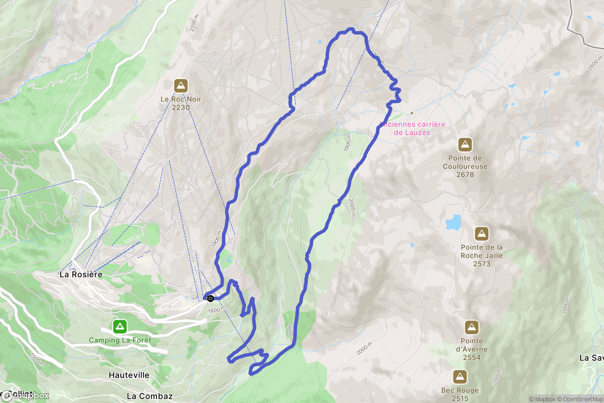 Montvalezan : carte du parcours de randonnée - France