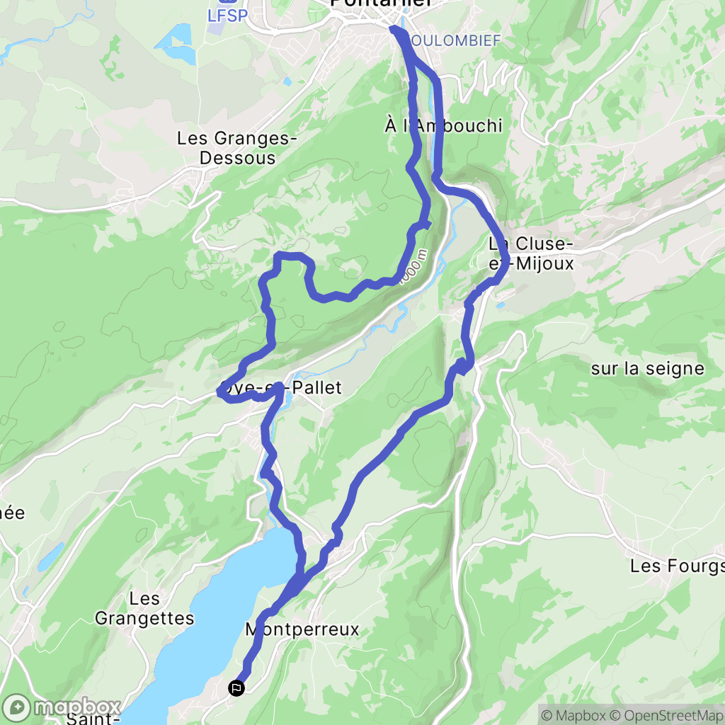 Montperreux : carte du parcours de randonnée - France