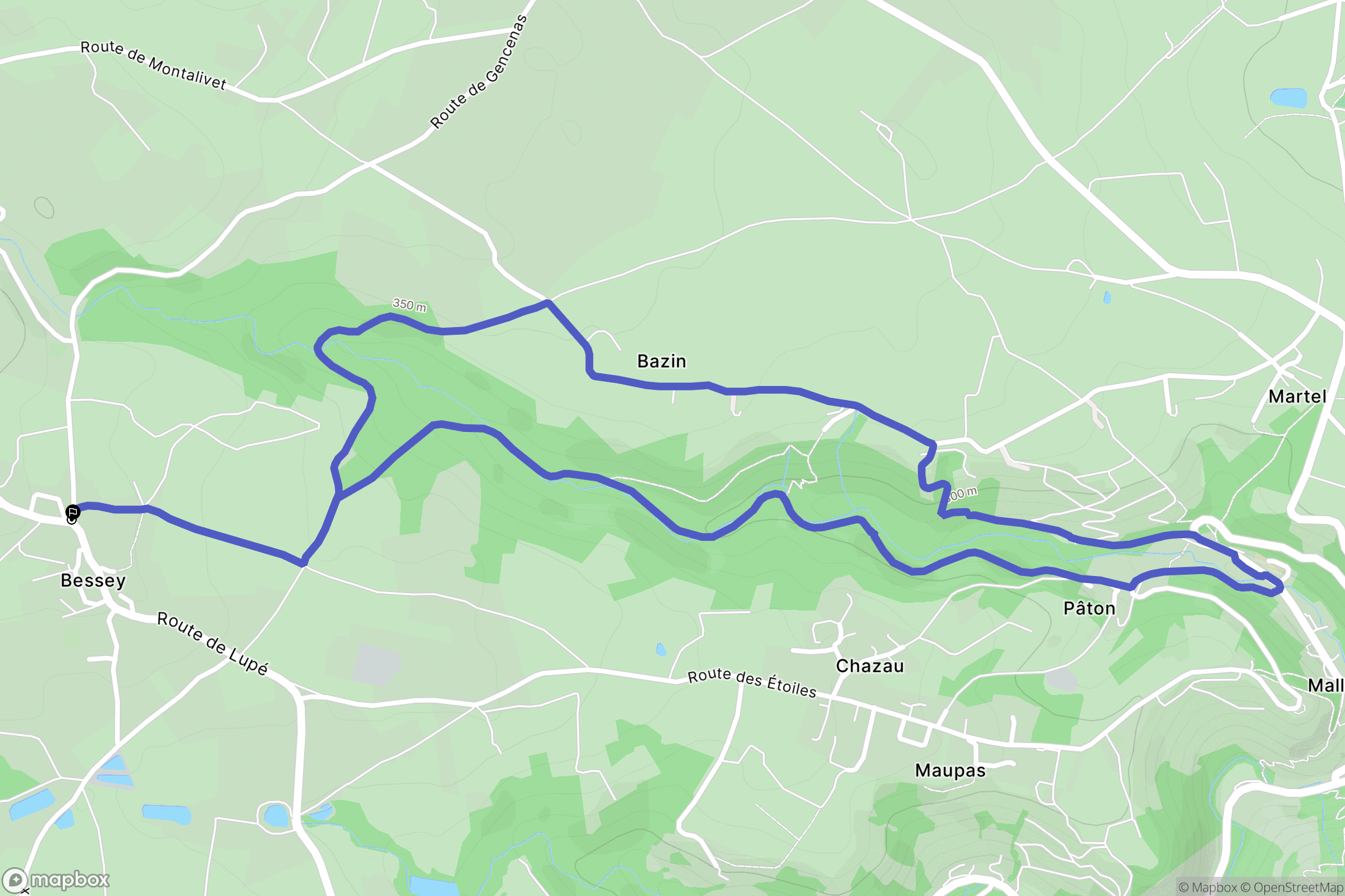 Bessey : carte du parcours de randonnée - France