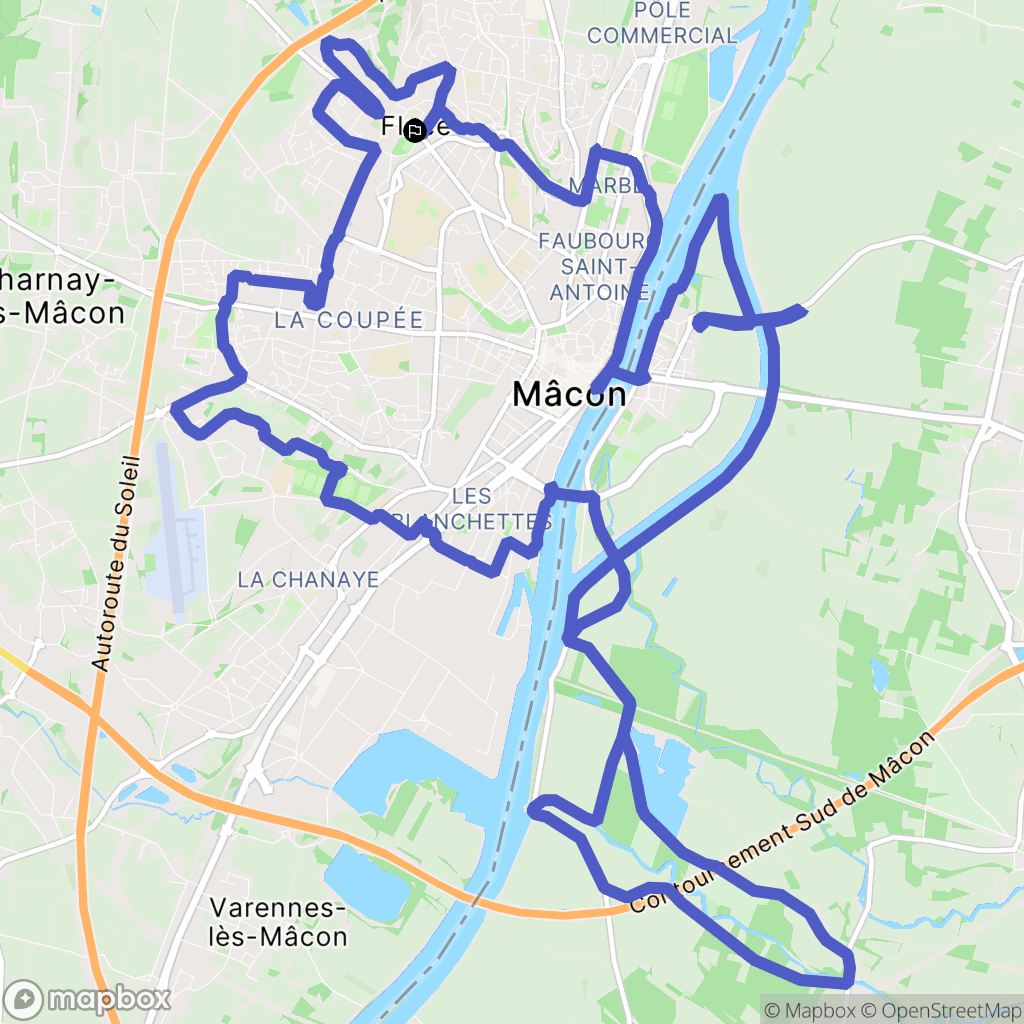 Mâcon : carte du parcours de randonnée - France