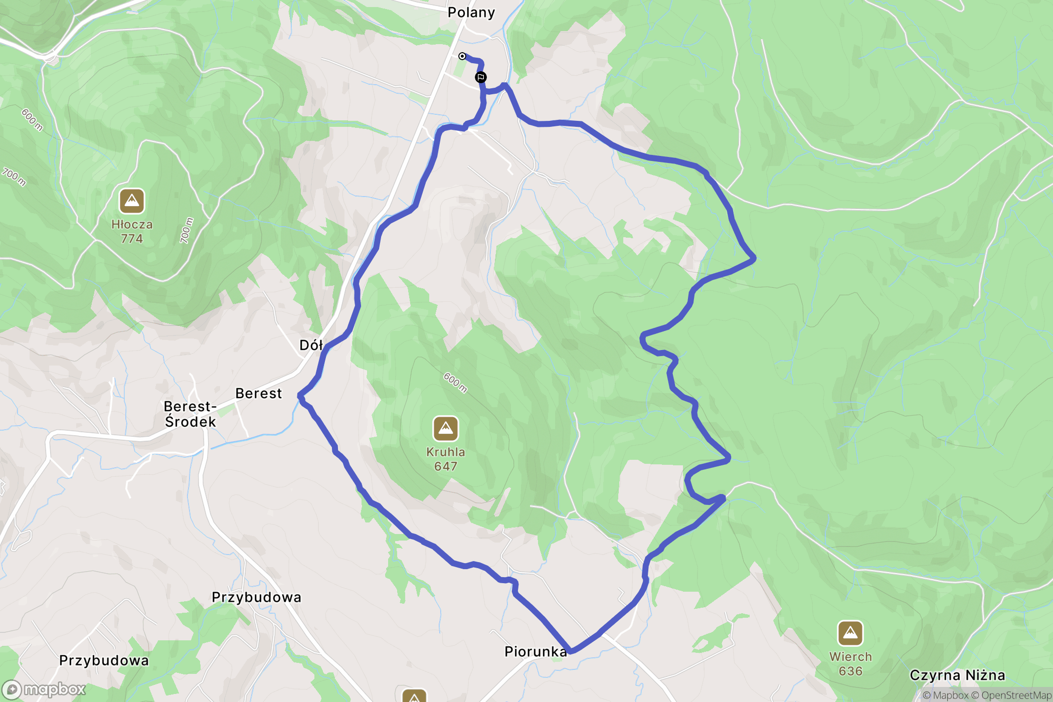 Leśniczówka Polany: mapa trasy - Poland