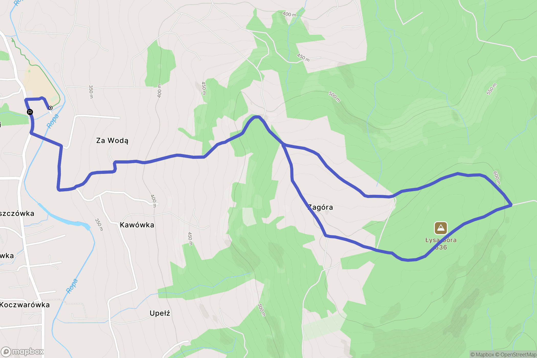 Ropa: mapa trasy - Poland