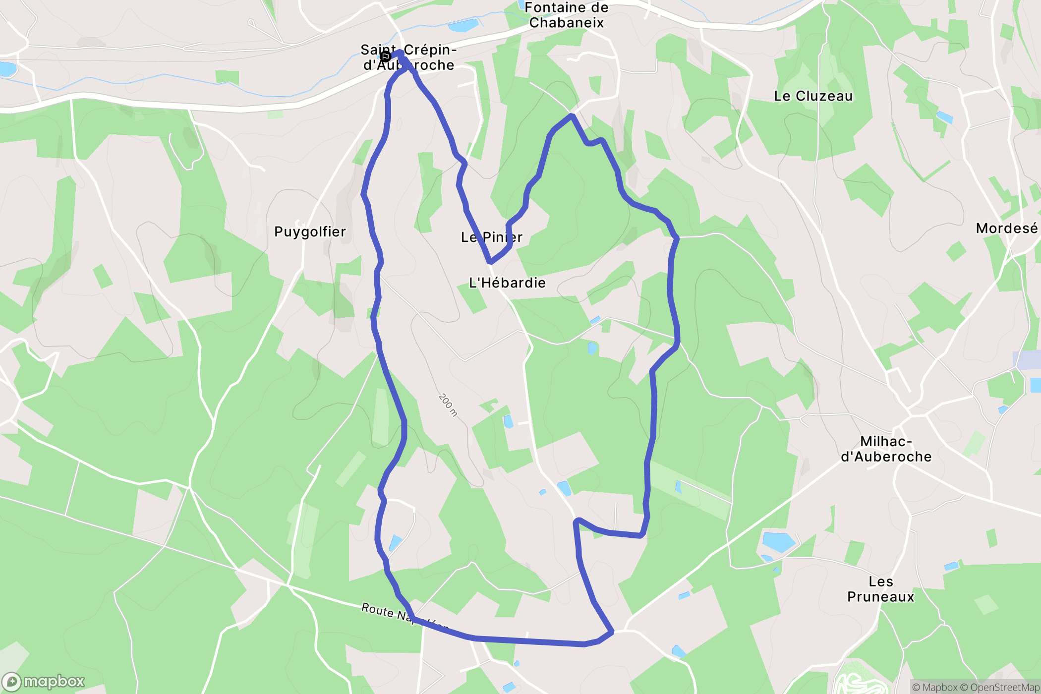 Saint-Crépin-d'Auberoche : carte du parcours de randonnée - France