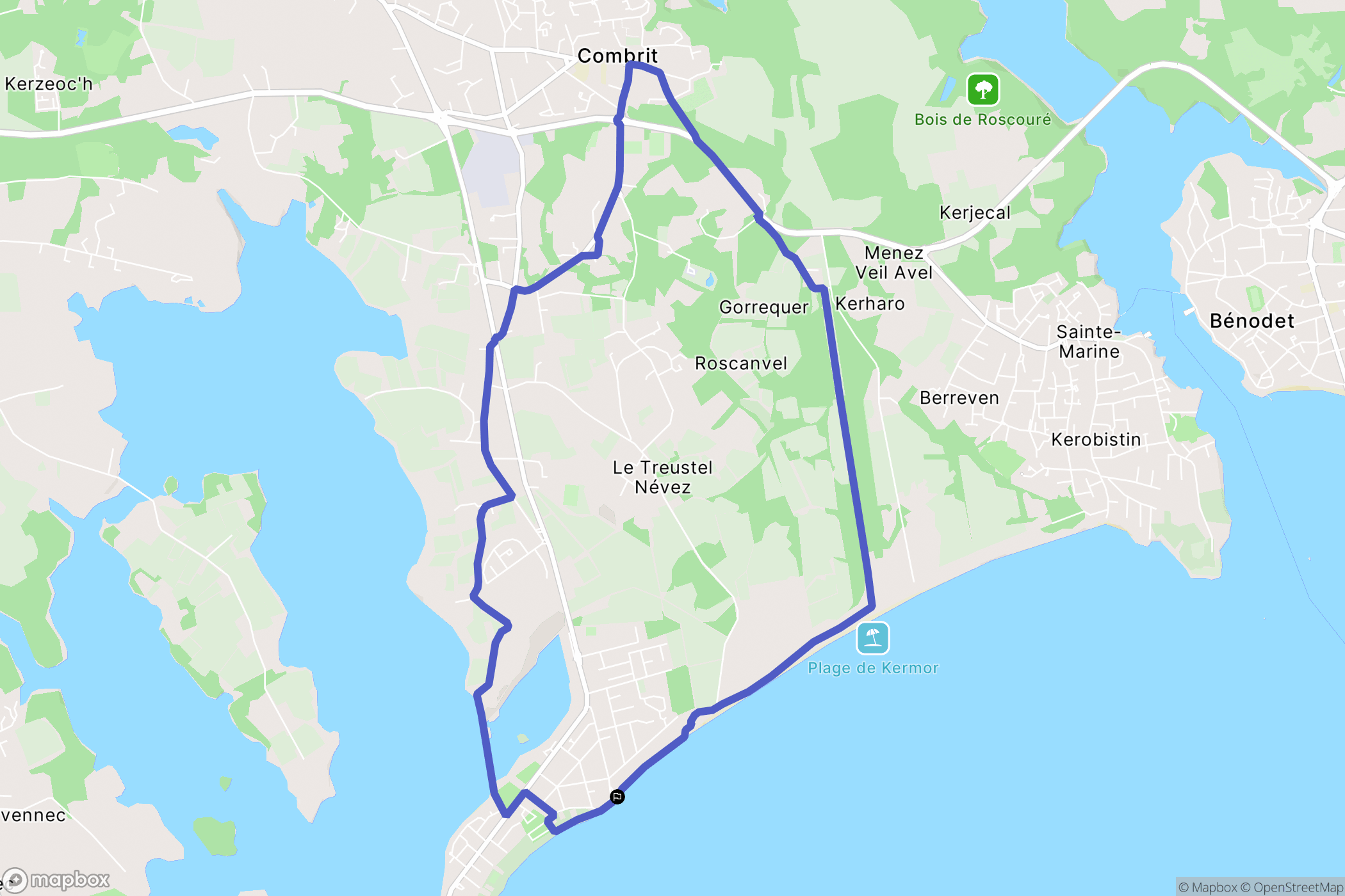 Île-Tudy : carte du parcours de randonnée - France