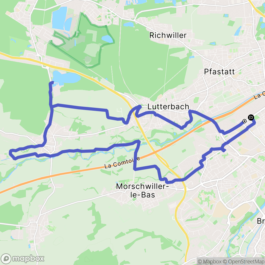 Mulhouse : carte du parcours de randonnée - France