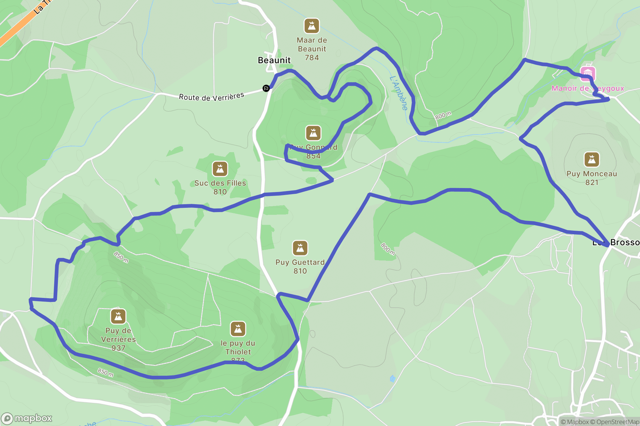 Charbonnières-les-Varennes : carte du parcours de randonnée - France