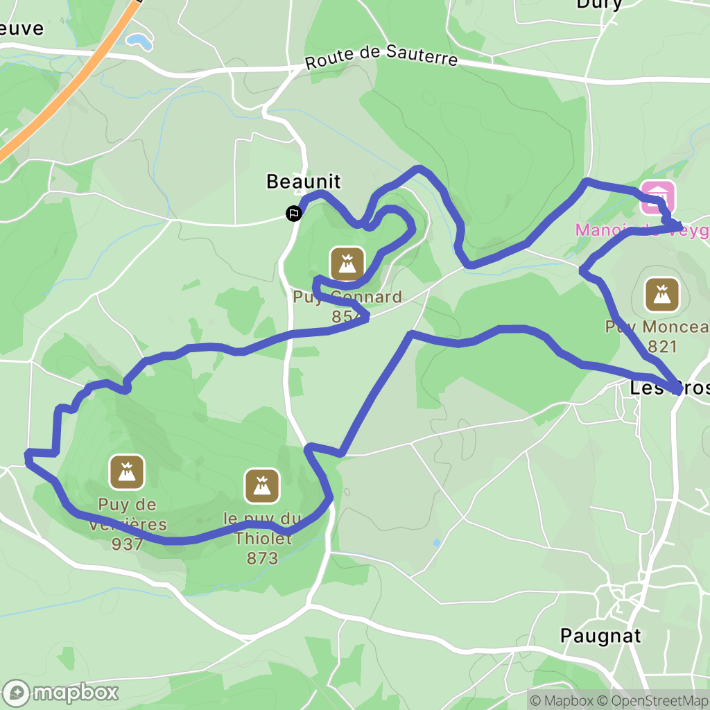 Charbonnières-les-Varennes : carte du parcours de randonnée - France