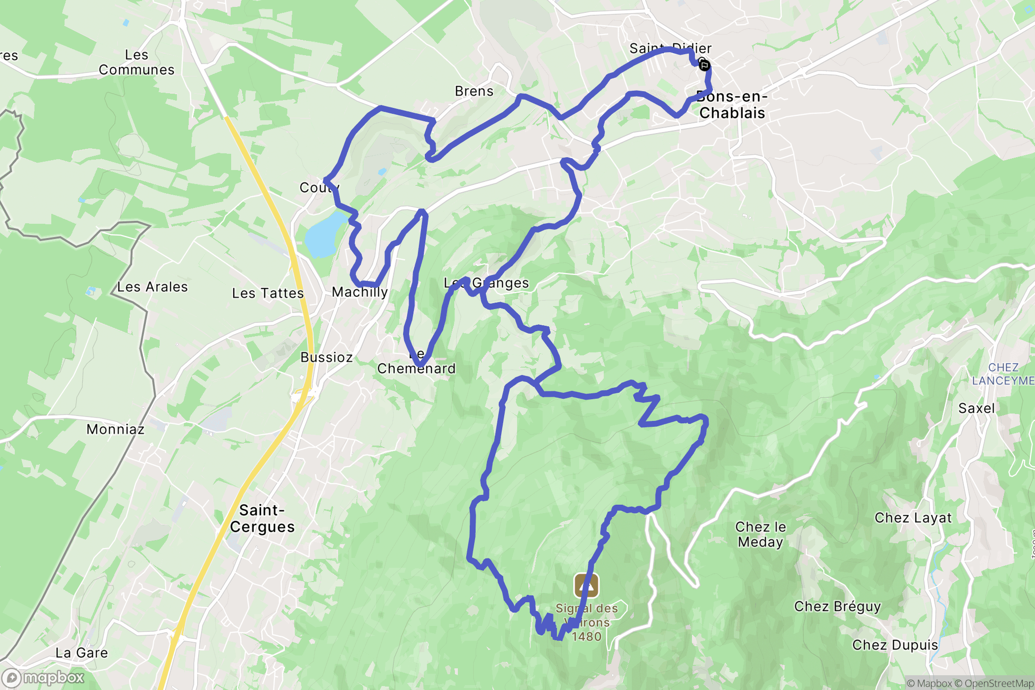 Bons-en-Chablais : carte du parcours de randonnée - France