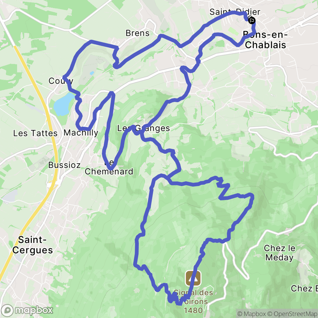 Bons-en-Chablais : carte du parcours de randonnée - France