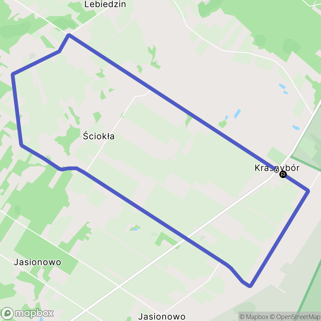Krasnybór: mapa trasy - Poland