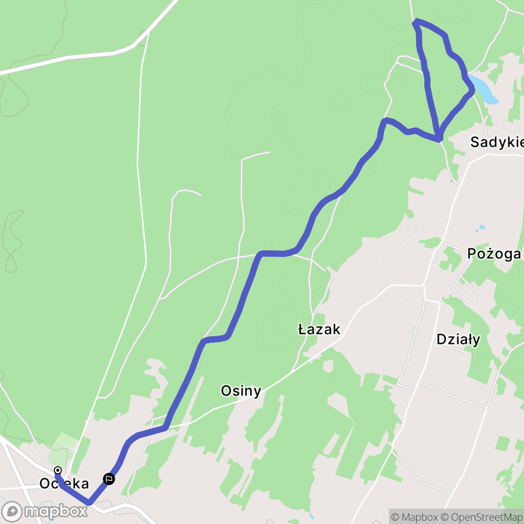 Ocieka: mapa trasy - Poland