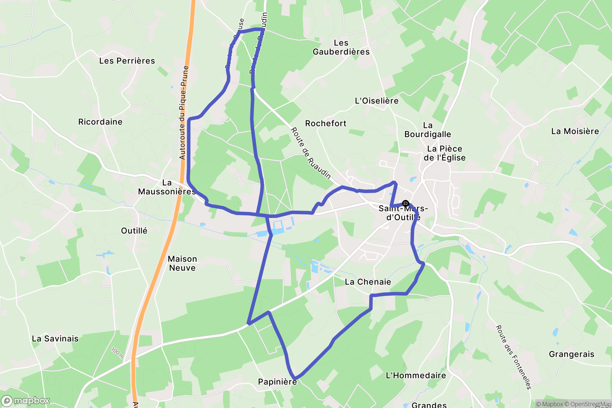 Saint-Mars-d'Outillé : carte du parcours de randonnée - France