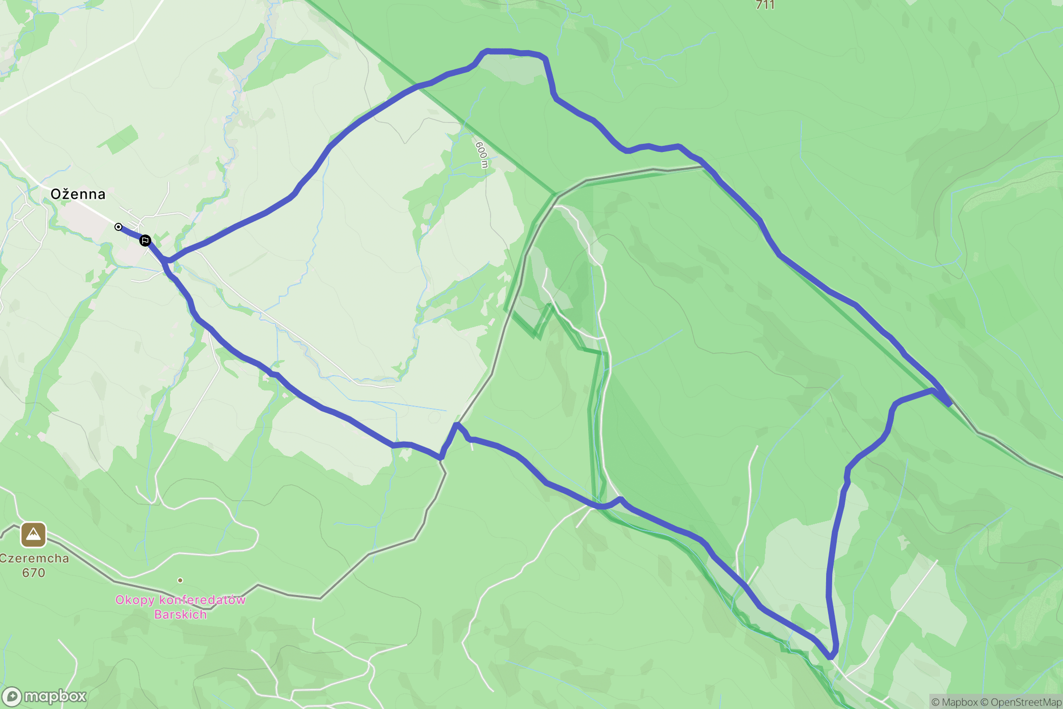 Ożenna: mapa trasy - Poland