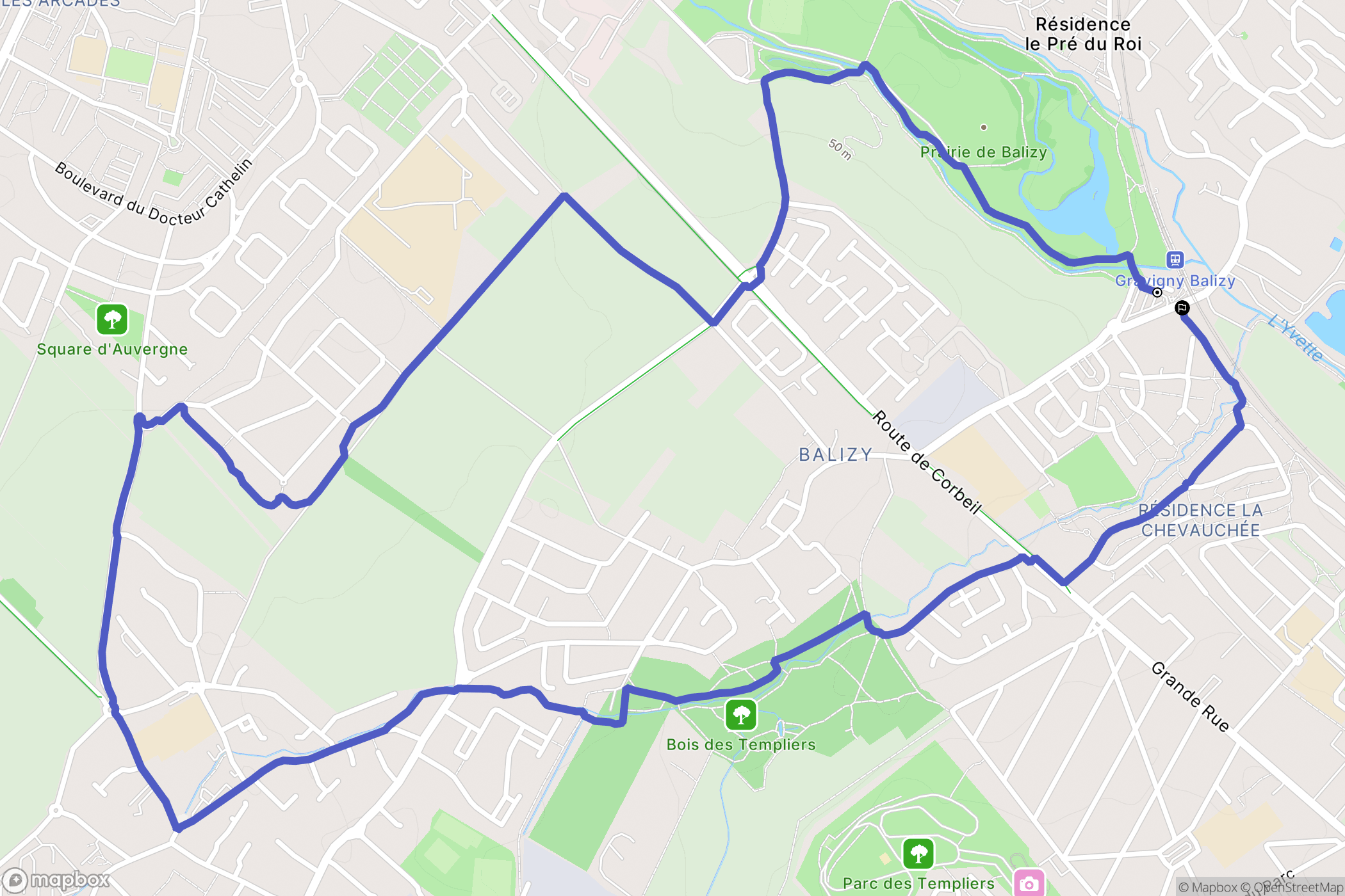Longjumeau : carte du parcours de randonnée - France