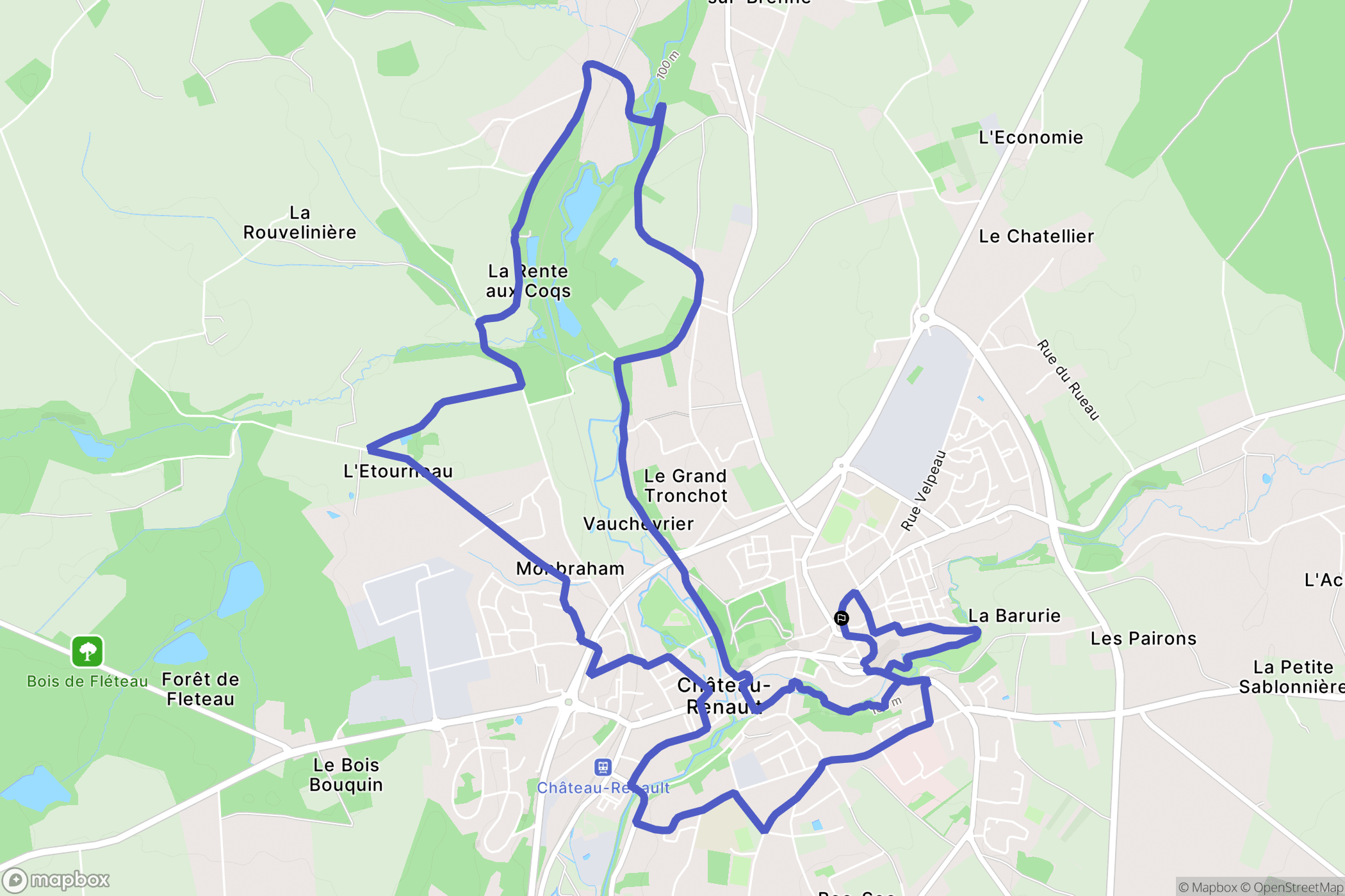 Château-Renault : carte du parcours de randonnée - France