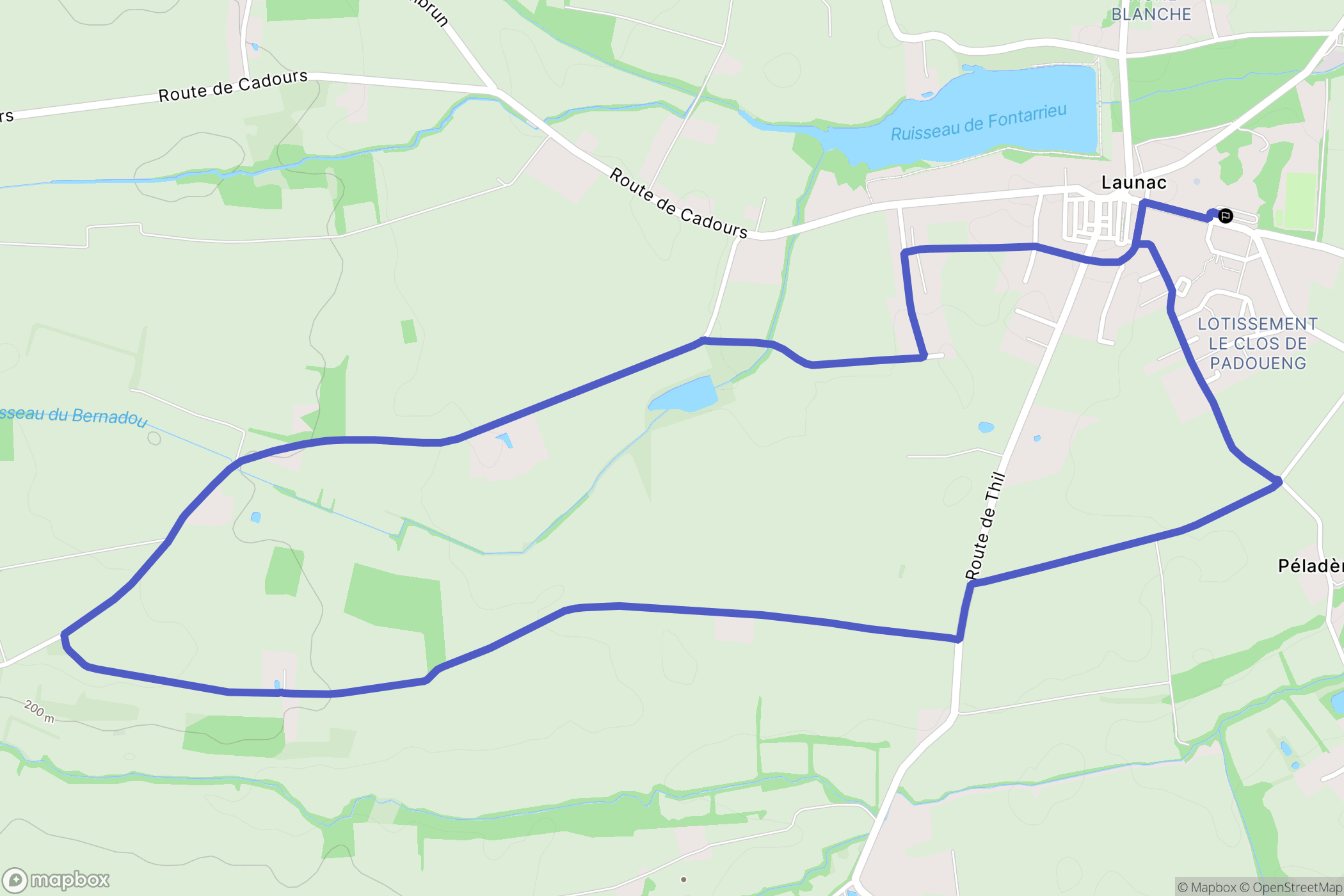 Launac : carte du parcours de randonnée - France
