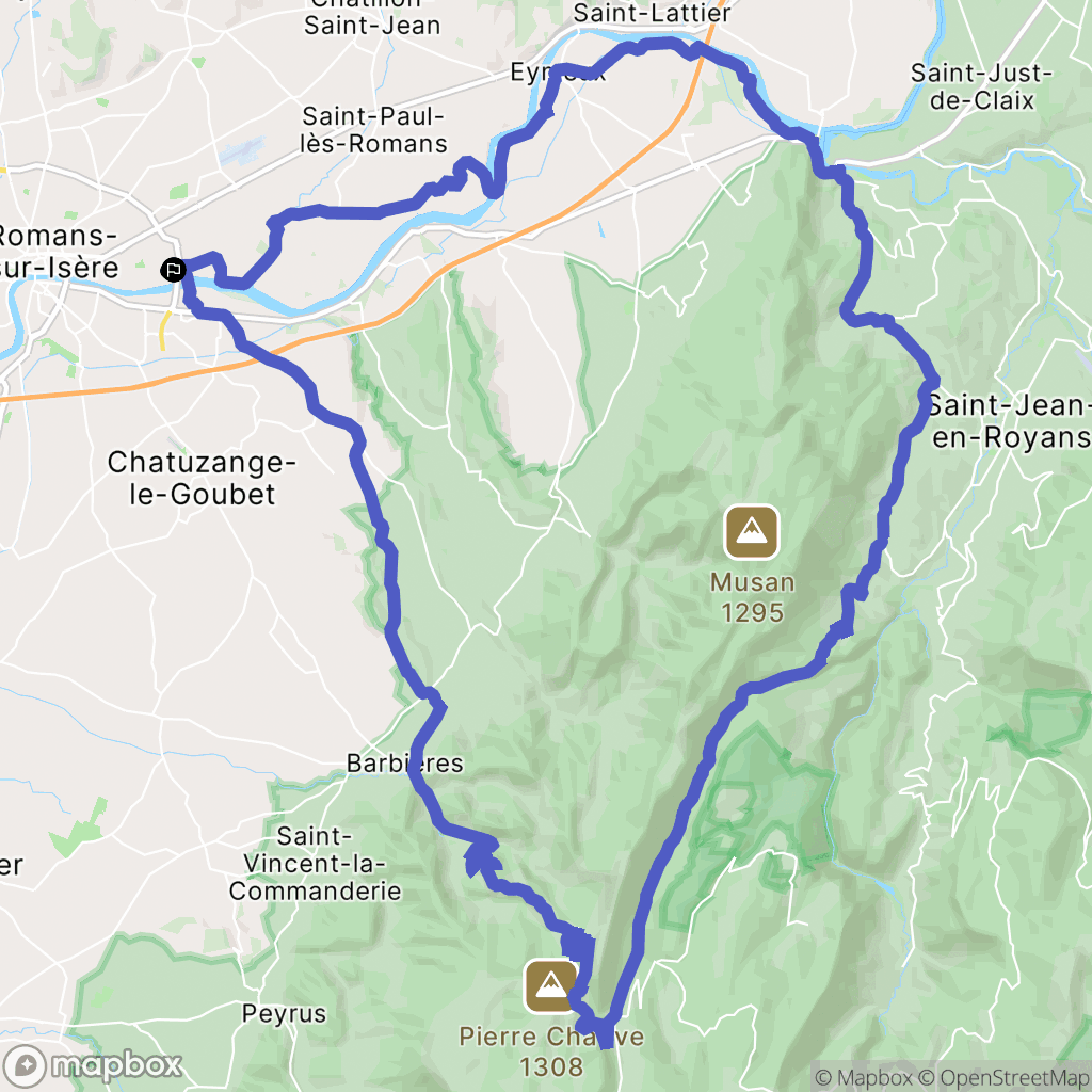 Romans-sur-Isère : carte du parcours de randonnée - France