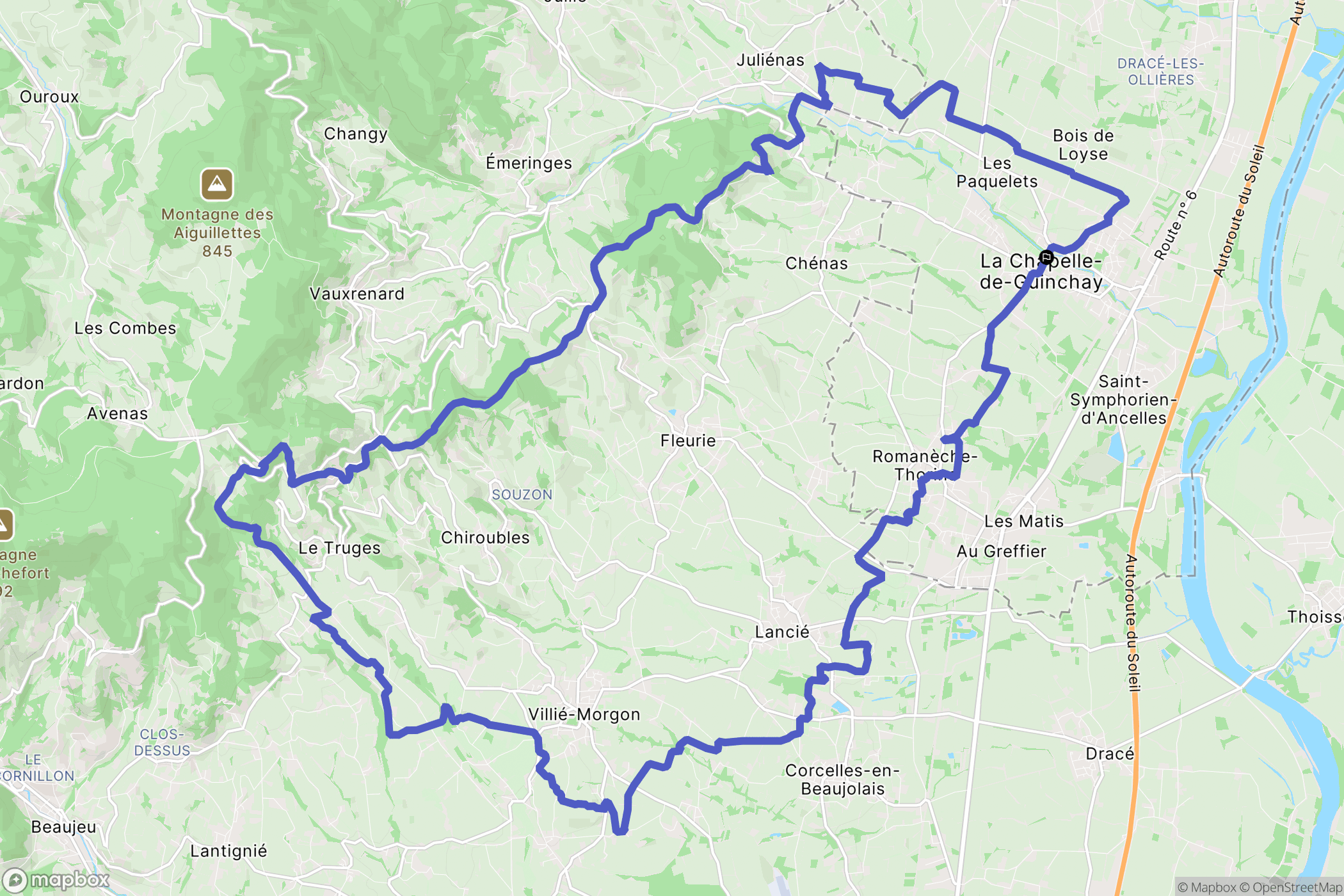 La Chapelle-de-Guinchay : carte du parcours de randonnée - France