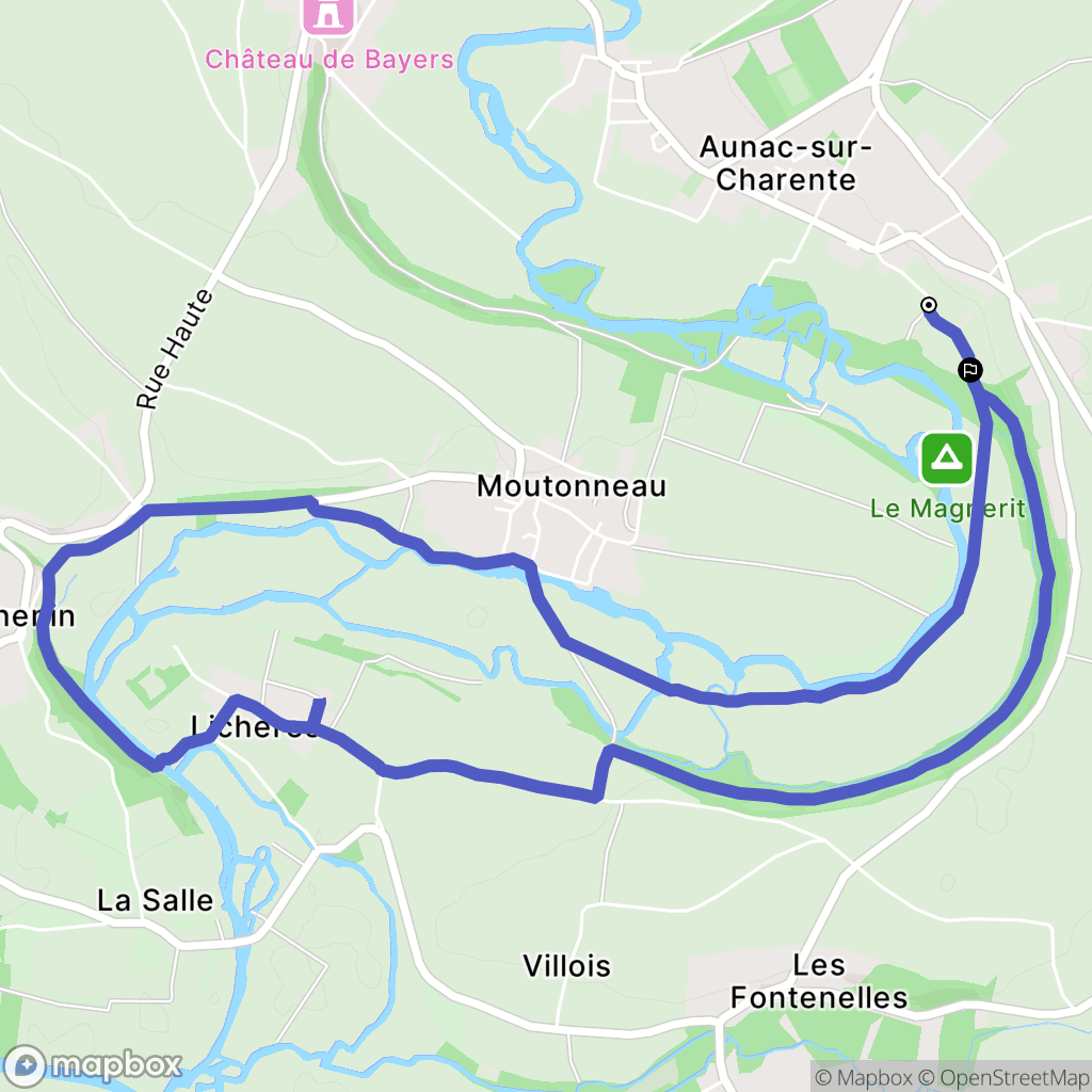 Aunac-sur-Charente : carte du parcours de randonnée - France