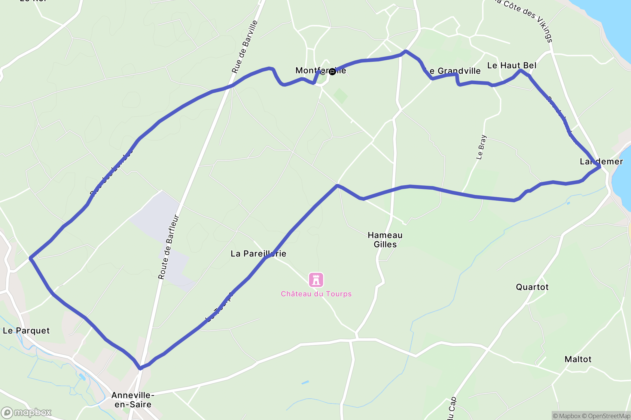 Montfarville : carte du parcours de randonnée - France