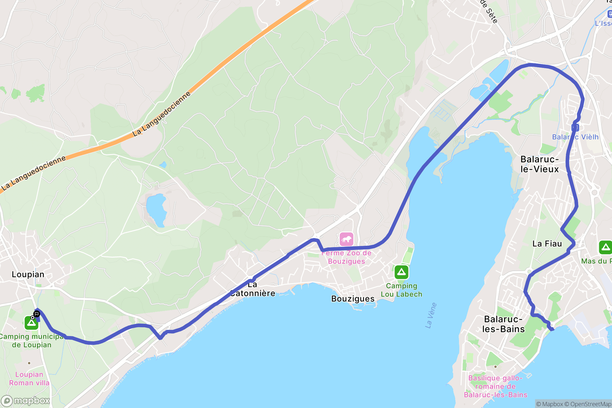 Loupian : carte du parcours de randonnée - France