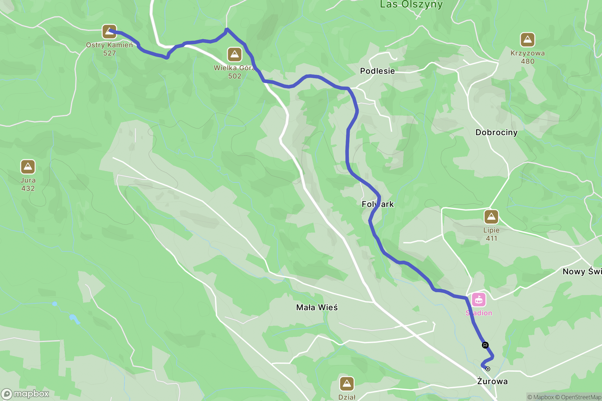 Żurowa: mapa trasy - Poland