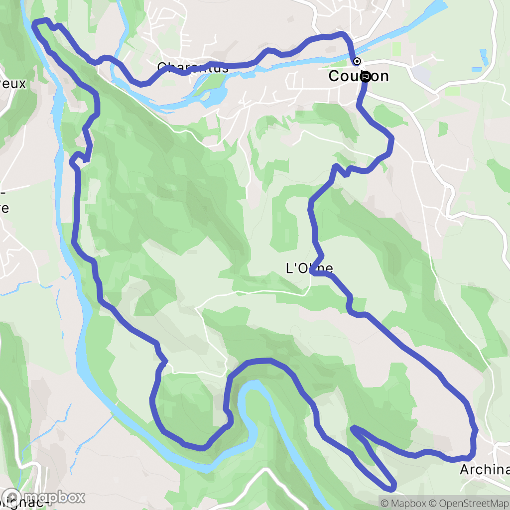 Coubon : carte du parcours de randonnée - France