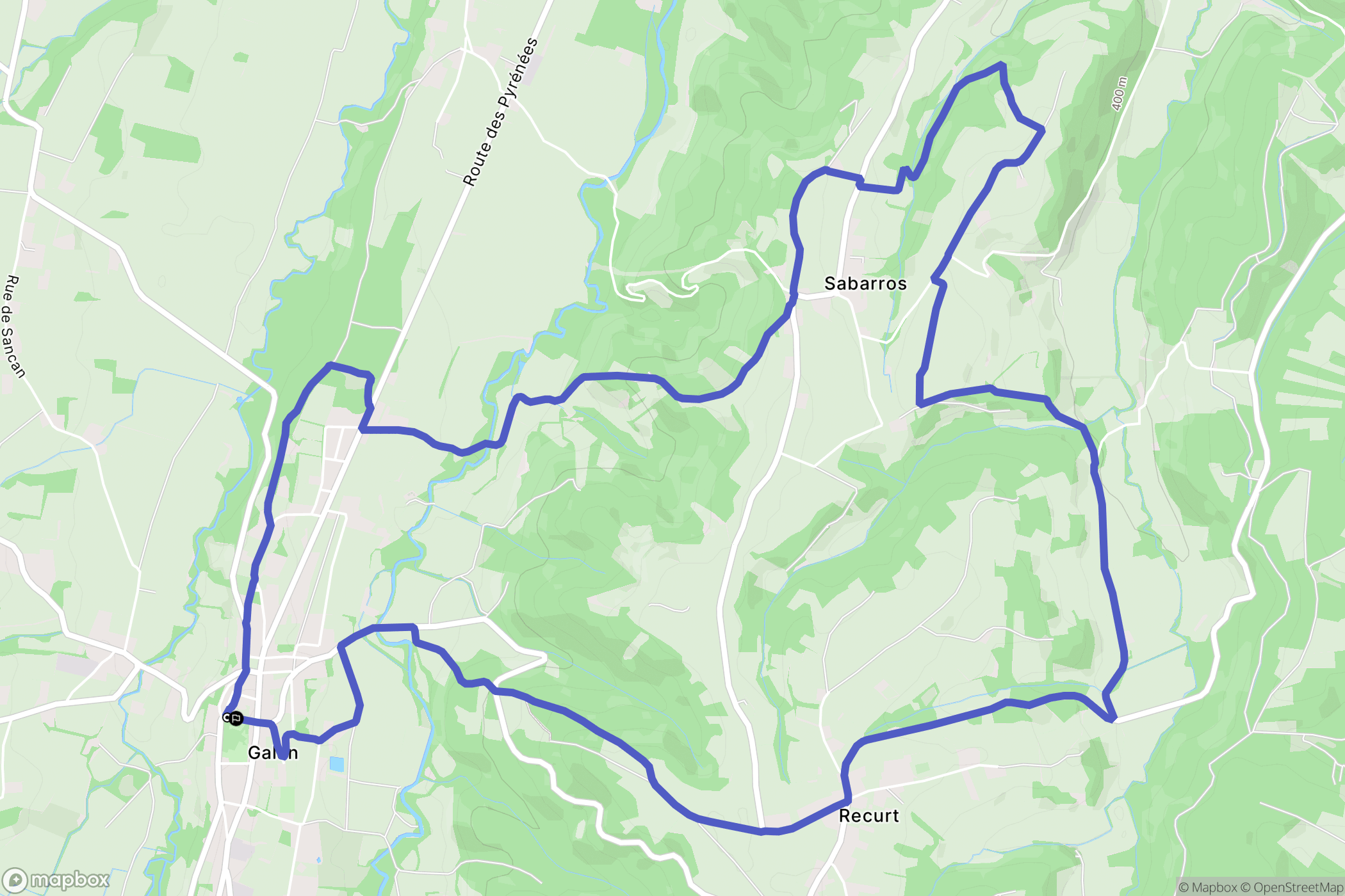 Galan : carte du parcours de randonnée - France