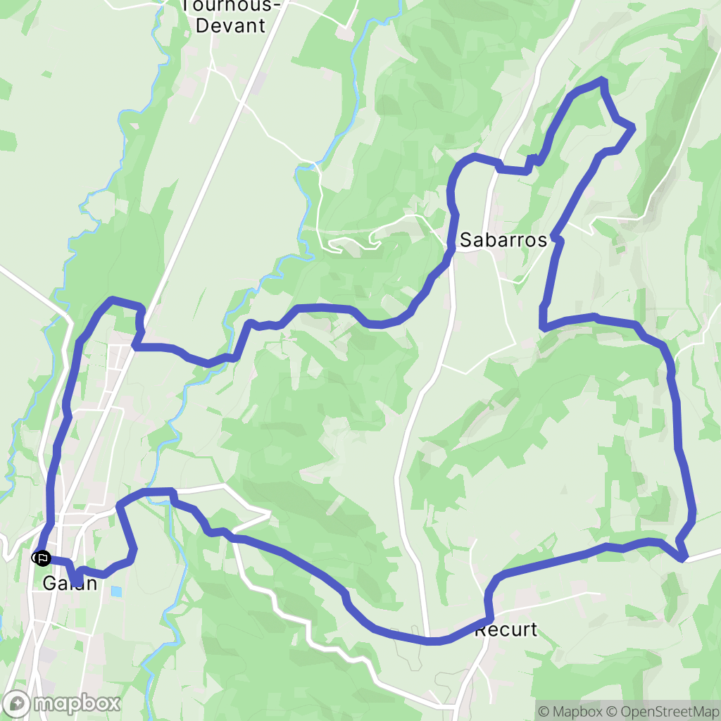 Galan : carte du parcours de randonnée - France