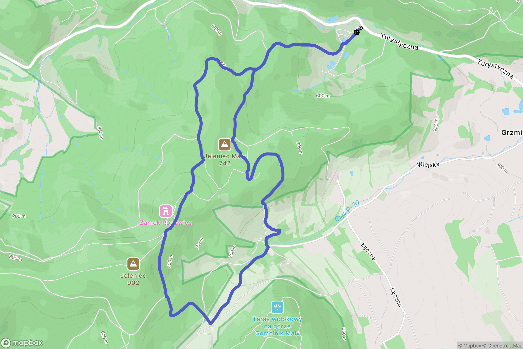 Grzmiąca: mapa trasy - Poland
