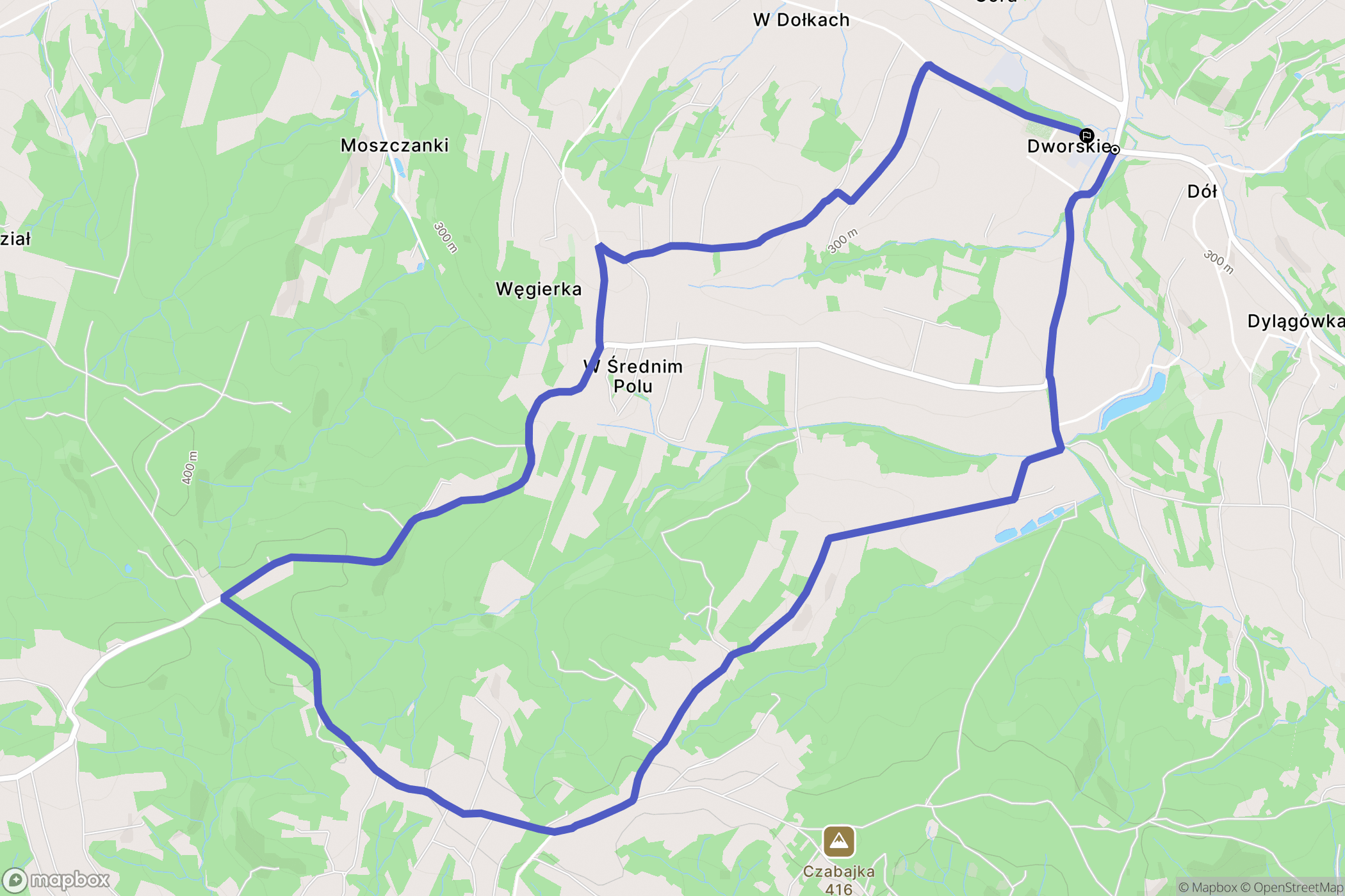 Dylągówka: mapa trasy - Poland