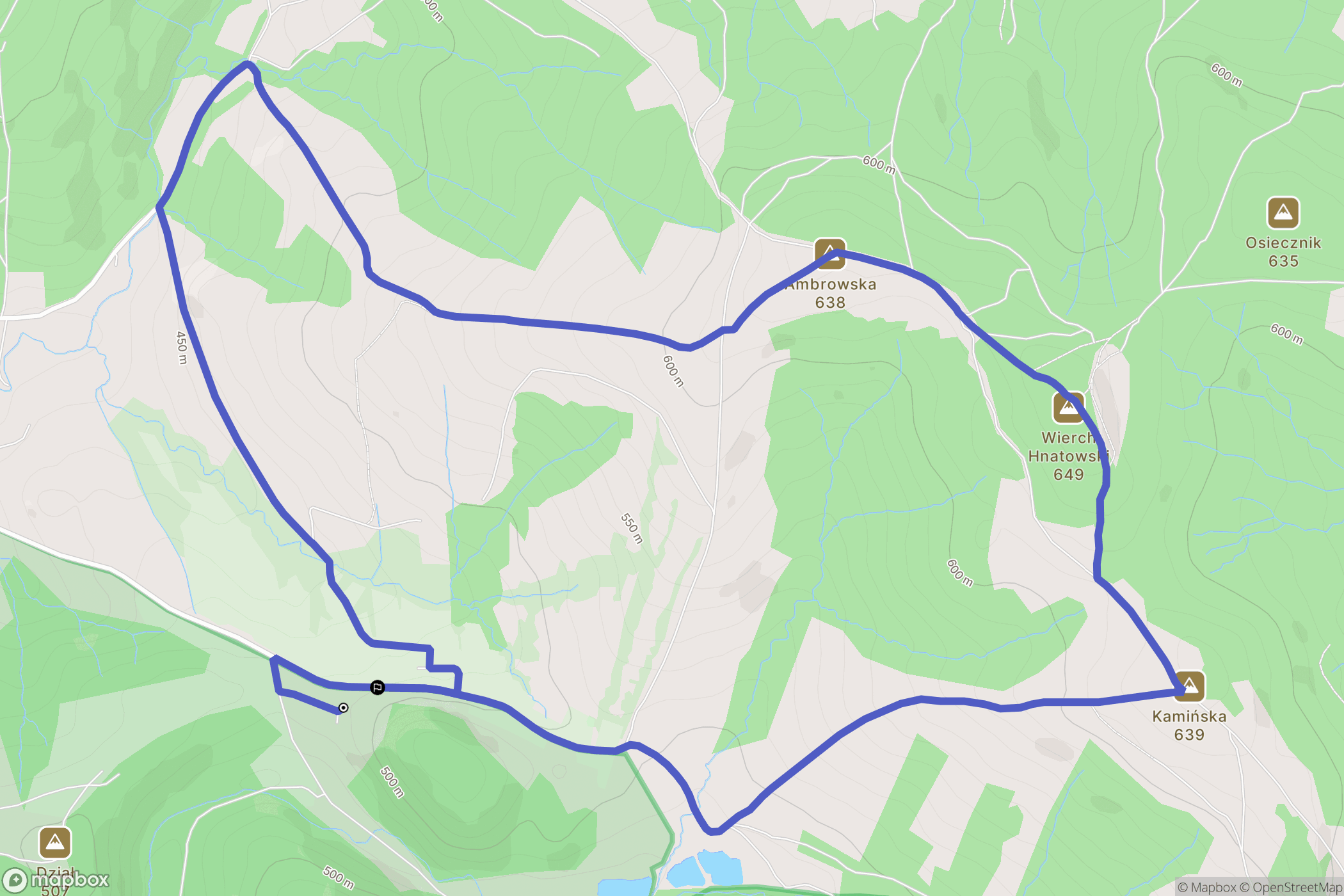 Lubatowa: mapa trasy - Poland
