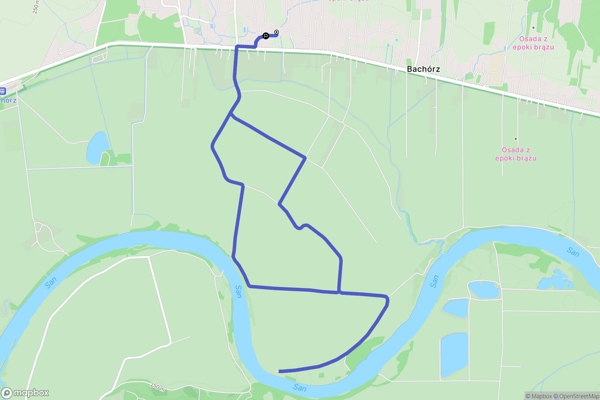 Bachórz: mapa trasy - Poland