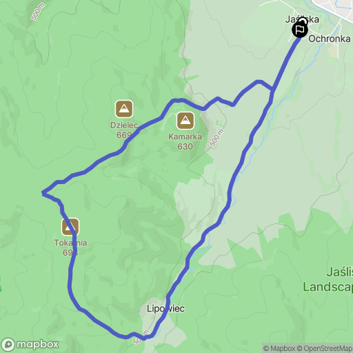 Jaśliska: mapa trasy - Poland