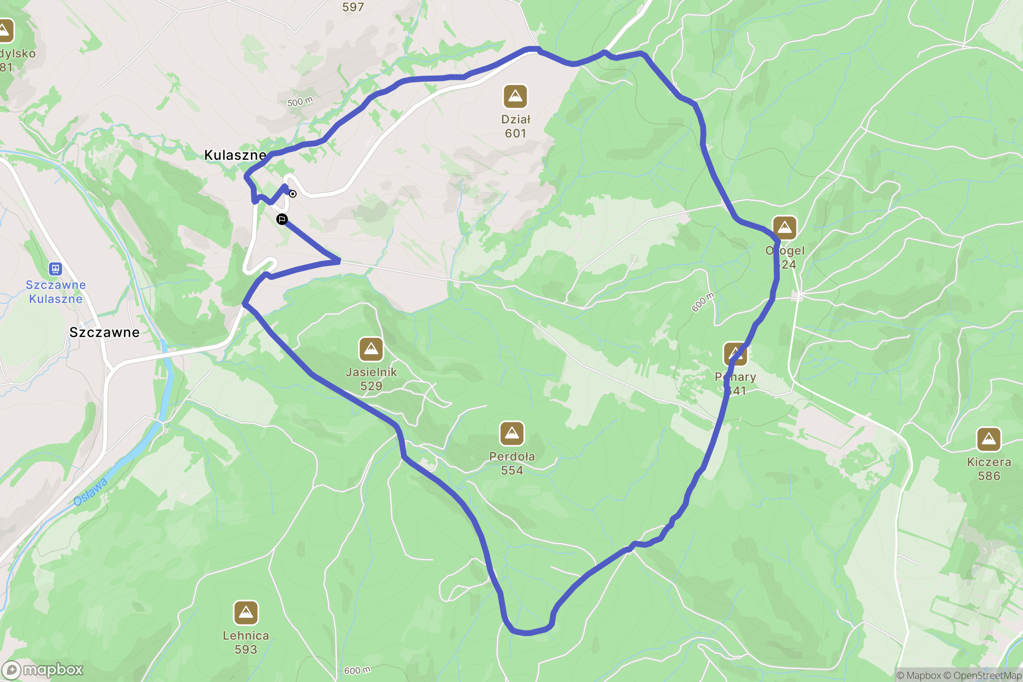 Kulaszne: mapa trasy - Poland