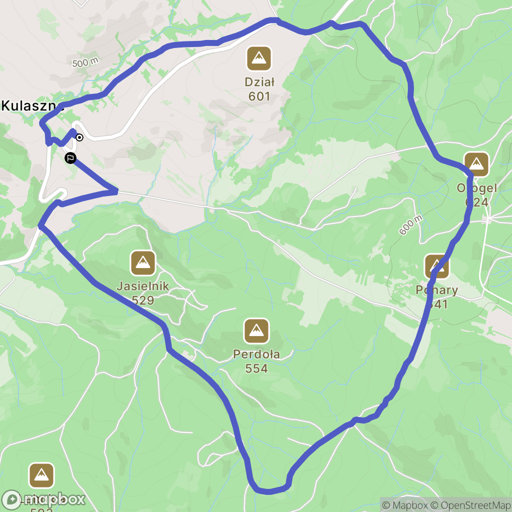 Kulaszne: mapa trasy - Poland