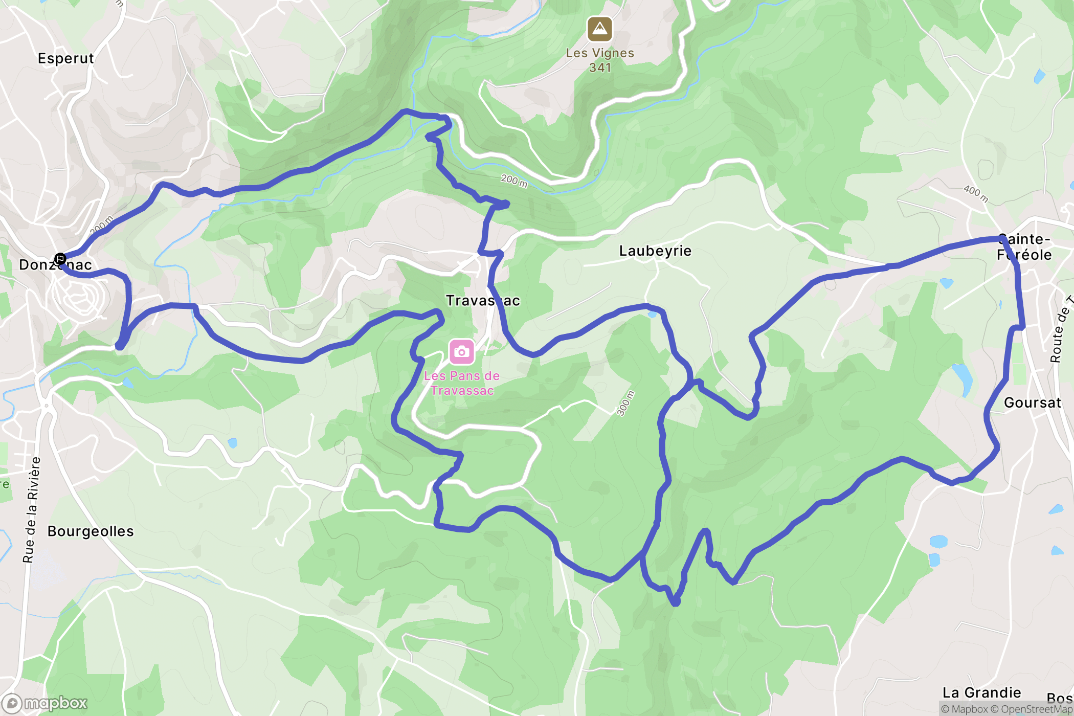 Donzenac : carte du parcours de randonnée - France