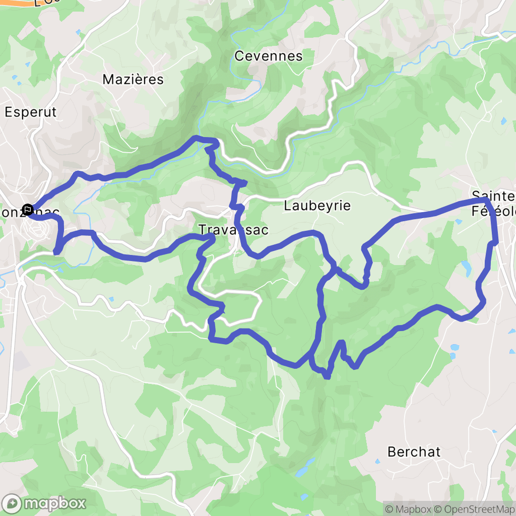 Donzenac : carte du parcours de randonnée - France